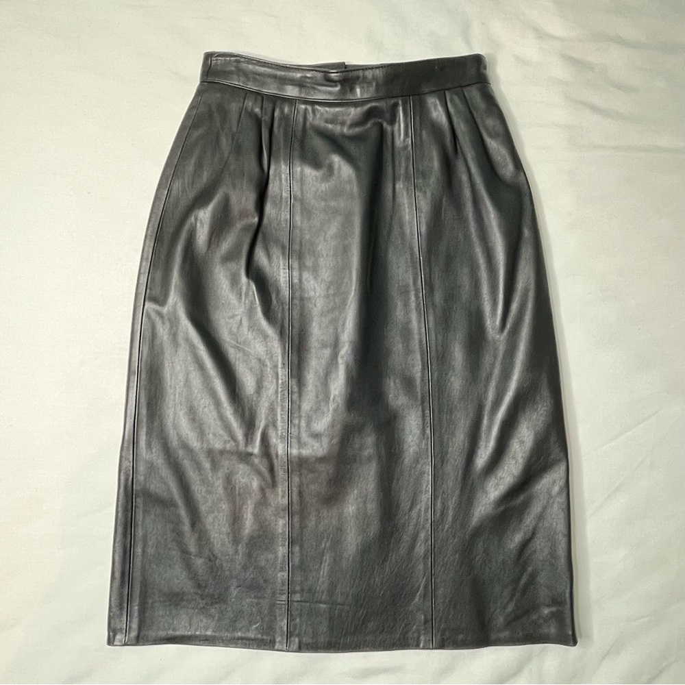 Black Leather Skirt by Images. Size 10